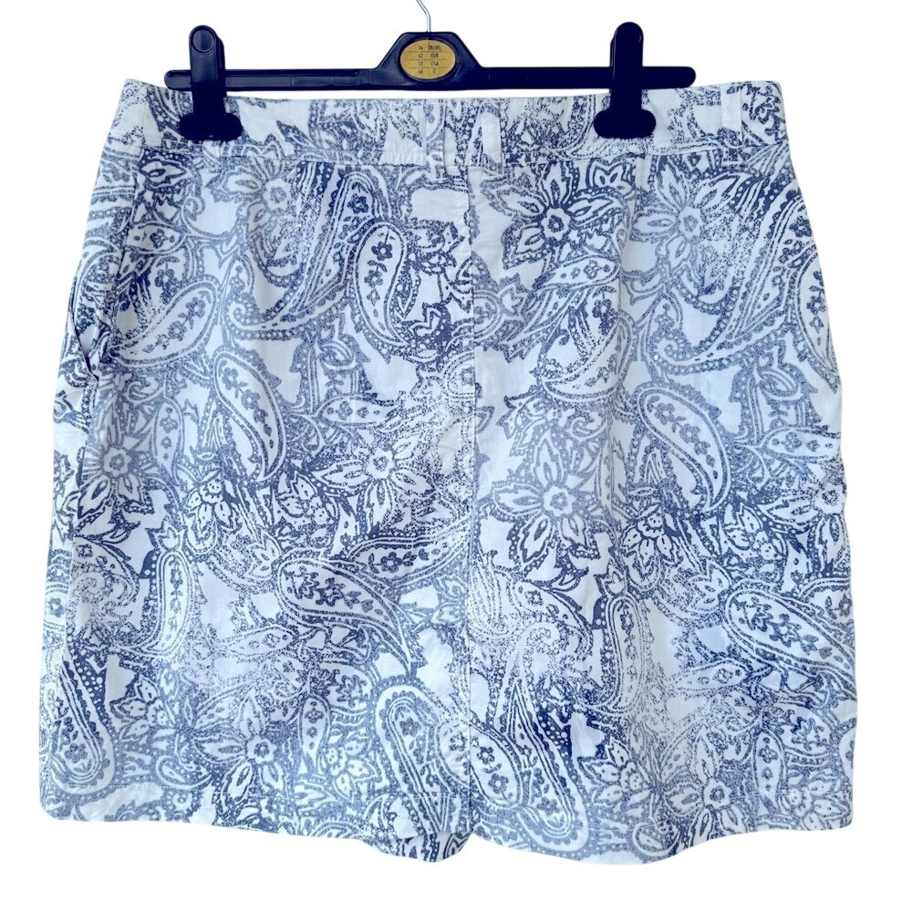 KAREN SCOT. Blue‎ and White, Paisley Printed Skort. Size 16. Cotton/ Span…